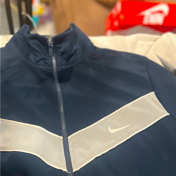 VINTAGE Nike Mens XXL Dark Navy Gray Full Zip Track Jacket Pockets - Picture 4 of 5